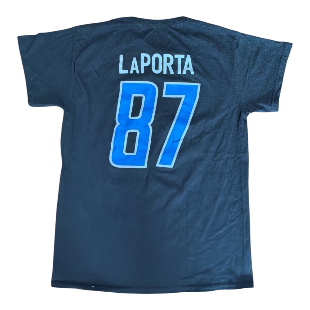 NFL Detroit Lions Sam LaPorta 87 Black Graphic T-Shirt Mens Medium